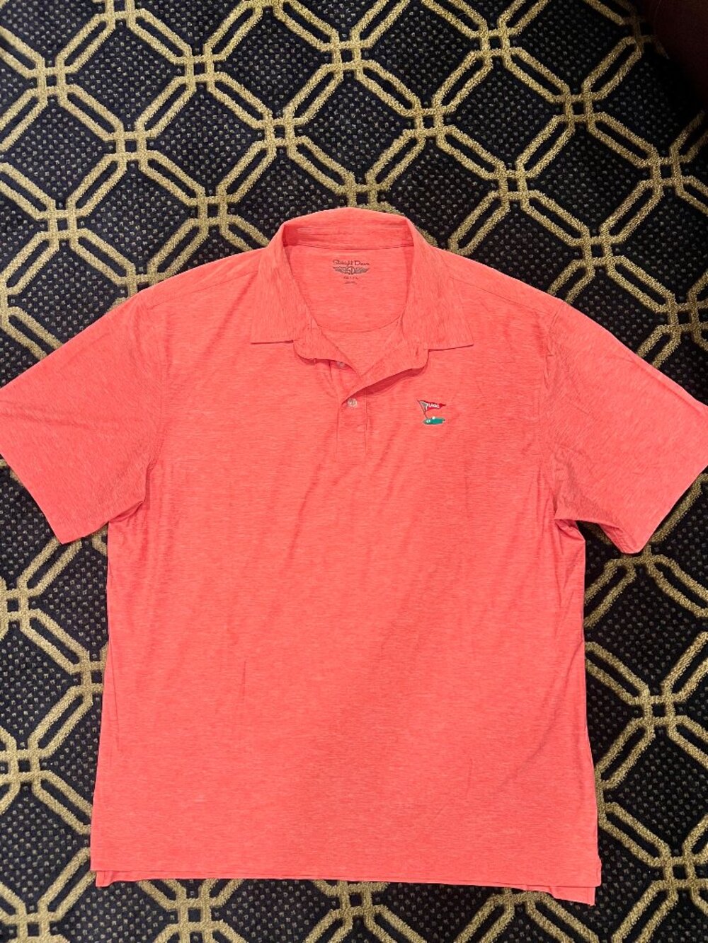 Straight Down LACC Los Angeles Country Club Men’s XXL Golf Polo Coral